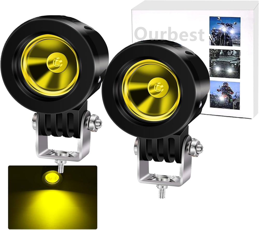 Ourbest motorcycle lights, 2inch Yellow Motorcycle Fog Lights Fork Tube led d...