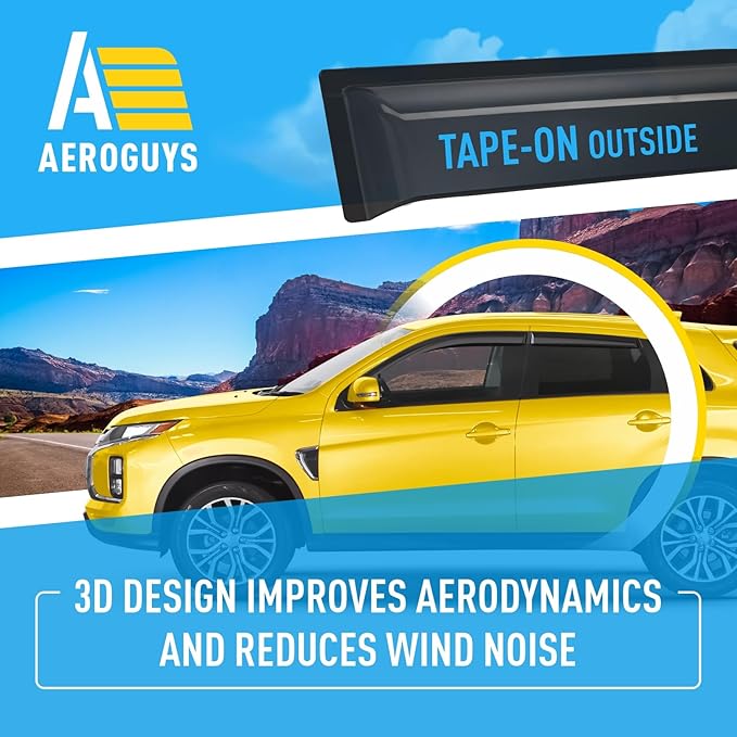 Extra Durable Window Deflectors Tape-On Window Visors Rain Guards Fit (4pcs)