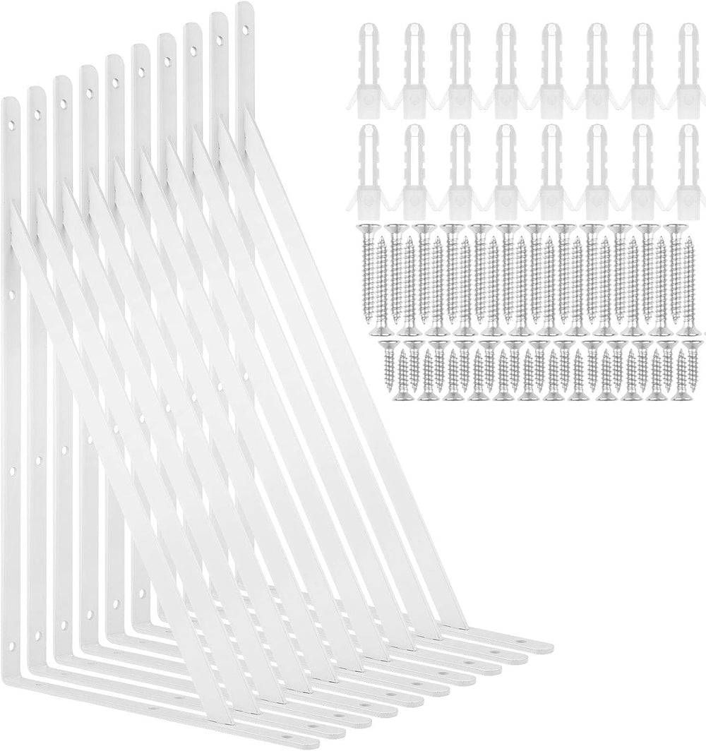 10 Pack 16 Inch Shelf Brackets Heavy Duty Right Angle Bracket Triangle Shelf ...