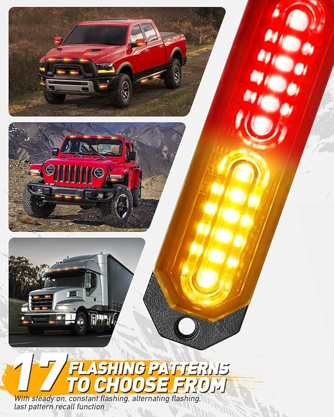 HLauto 1200T Emergency Strobe Grille Lights: 8pcs 12 LED Sync Feature Safety