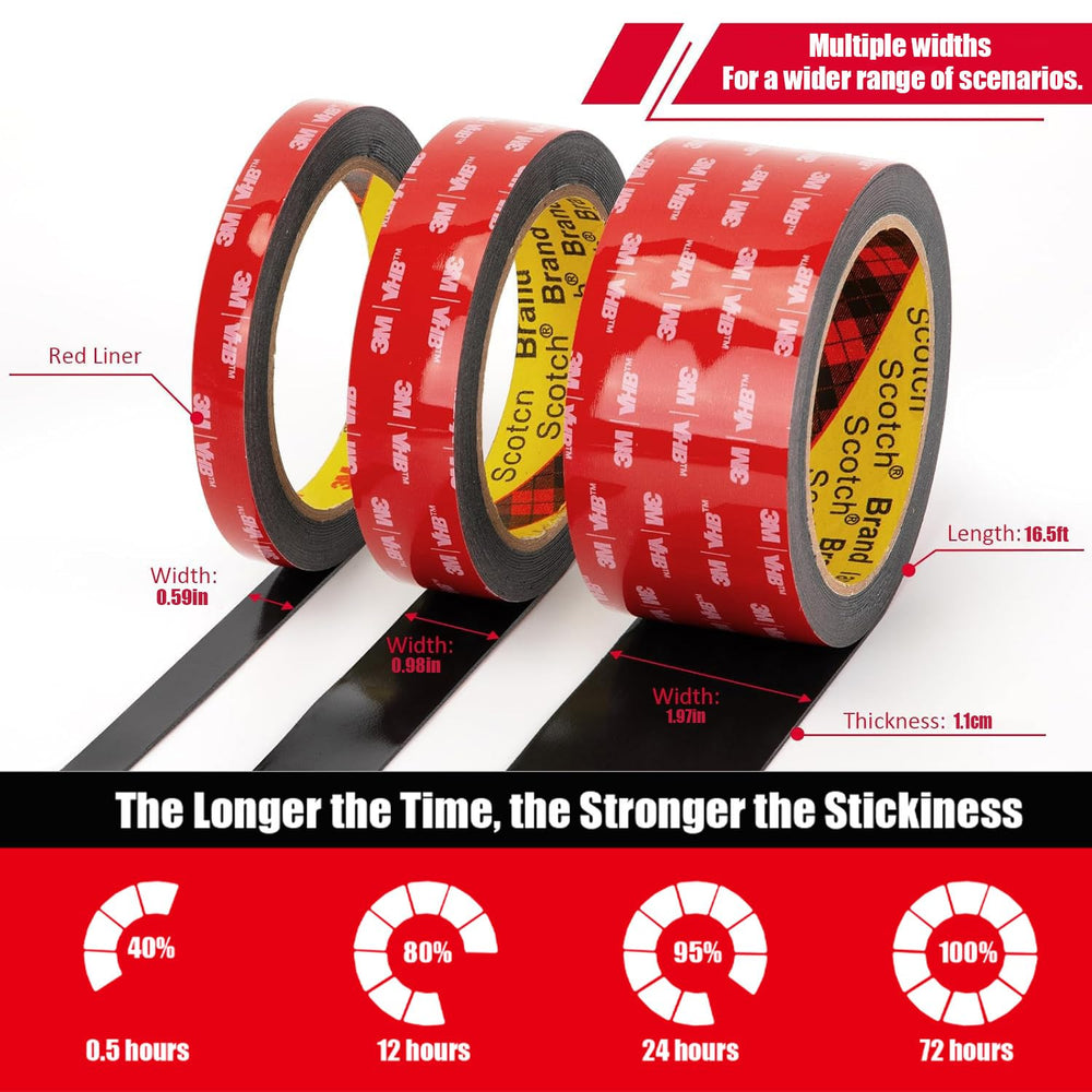 Double Sided Tape Heavy Duty, Waterproof Mounting Foam Tape, 16.5ft Length, 1...
