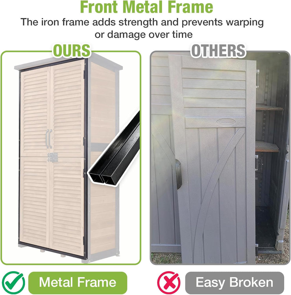 GUTINNEEN Outdoor Storage Cabinet Upgraded with Metal Frame Durable Storage S...