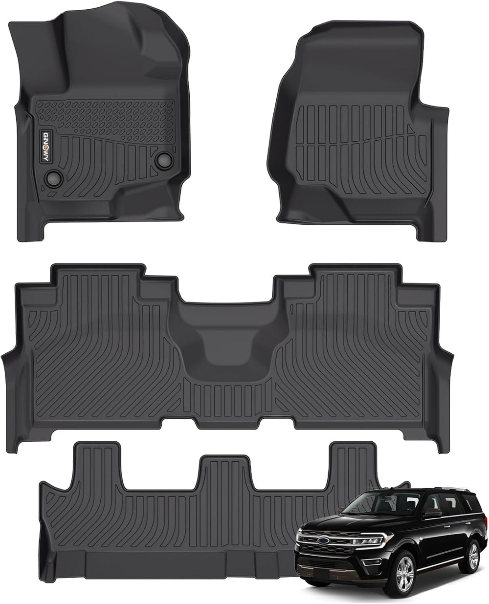 GINOWY-Floor Mats for Ford Expedition MAX 2025 2024 2023 2022 2021 Bench Seat 8