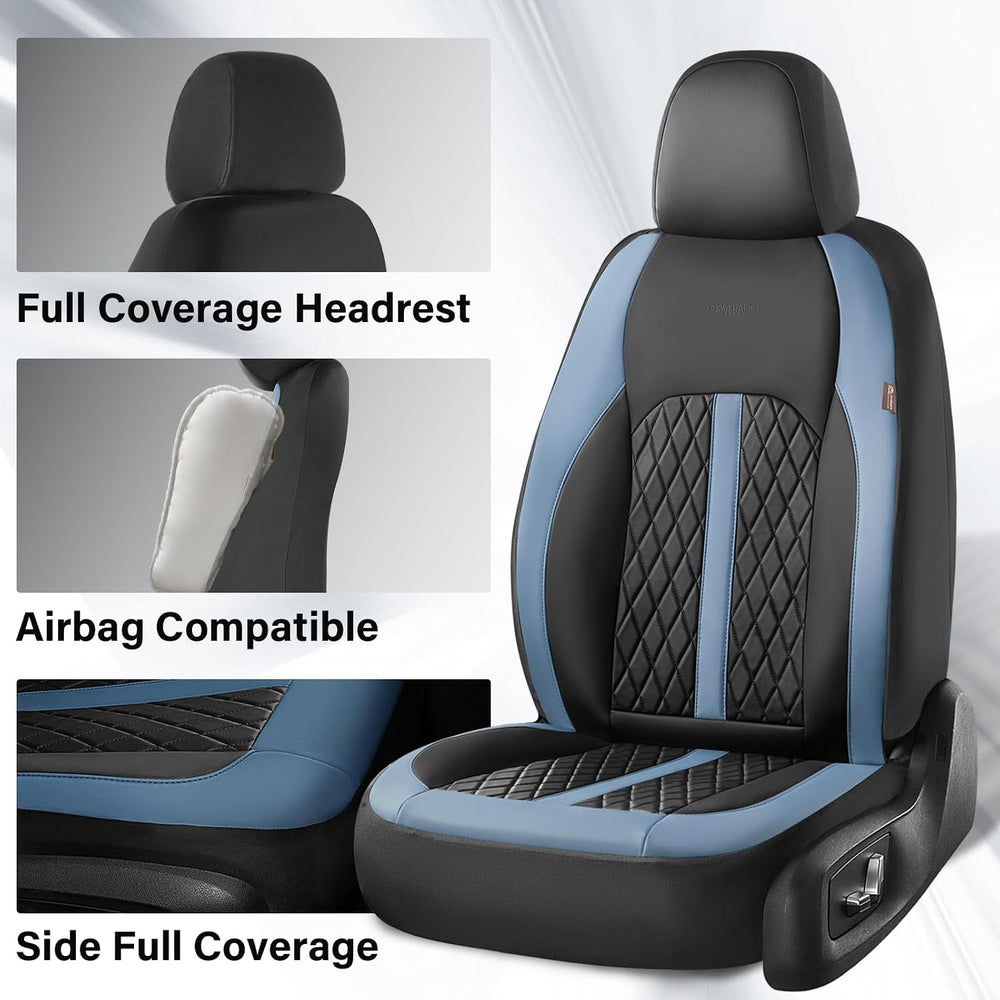 Coverado Universal Leather Seat Covers Full Set for 5 Seats โ Waterproof, Dur...
