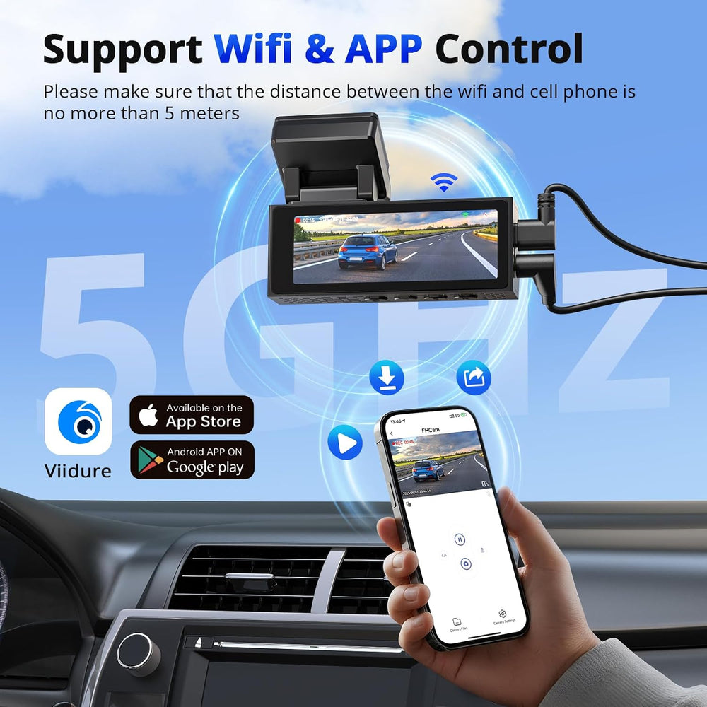 Dash Cams Front and Rear, NQJ 4K+2K Dual Dash Camera for Cars w 64GB Card, 5G...