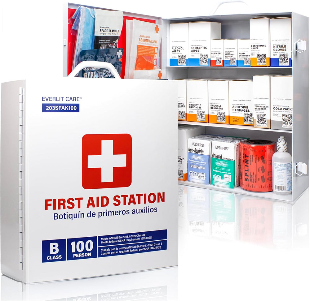 EVERLIT CARE 3-Shelf OSHA-Compliant First Aid Kit, ANSI Class B+ 100 Person E...