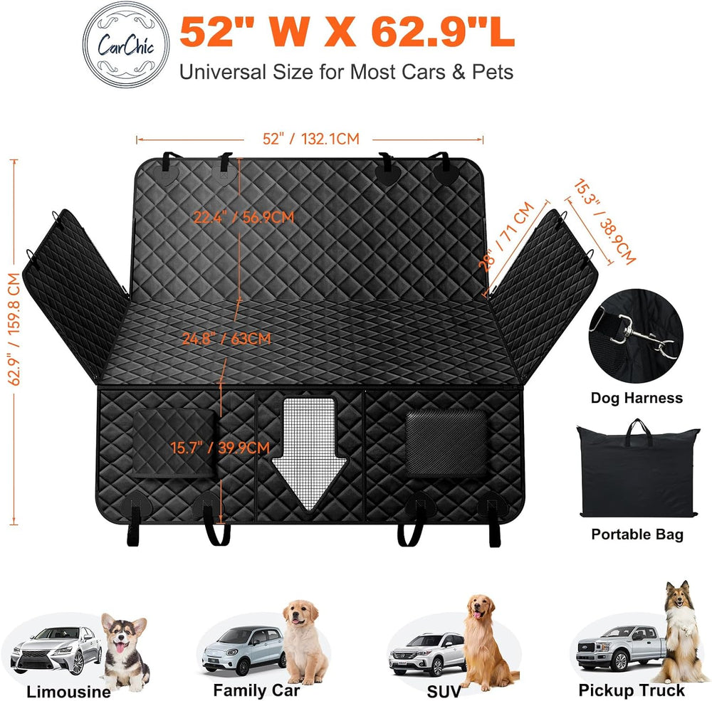 Back Seat Extender for Dogs, Non-Slip Dog Car Seat Cover for Back Seat with H...