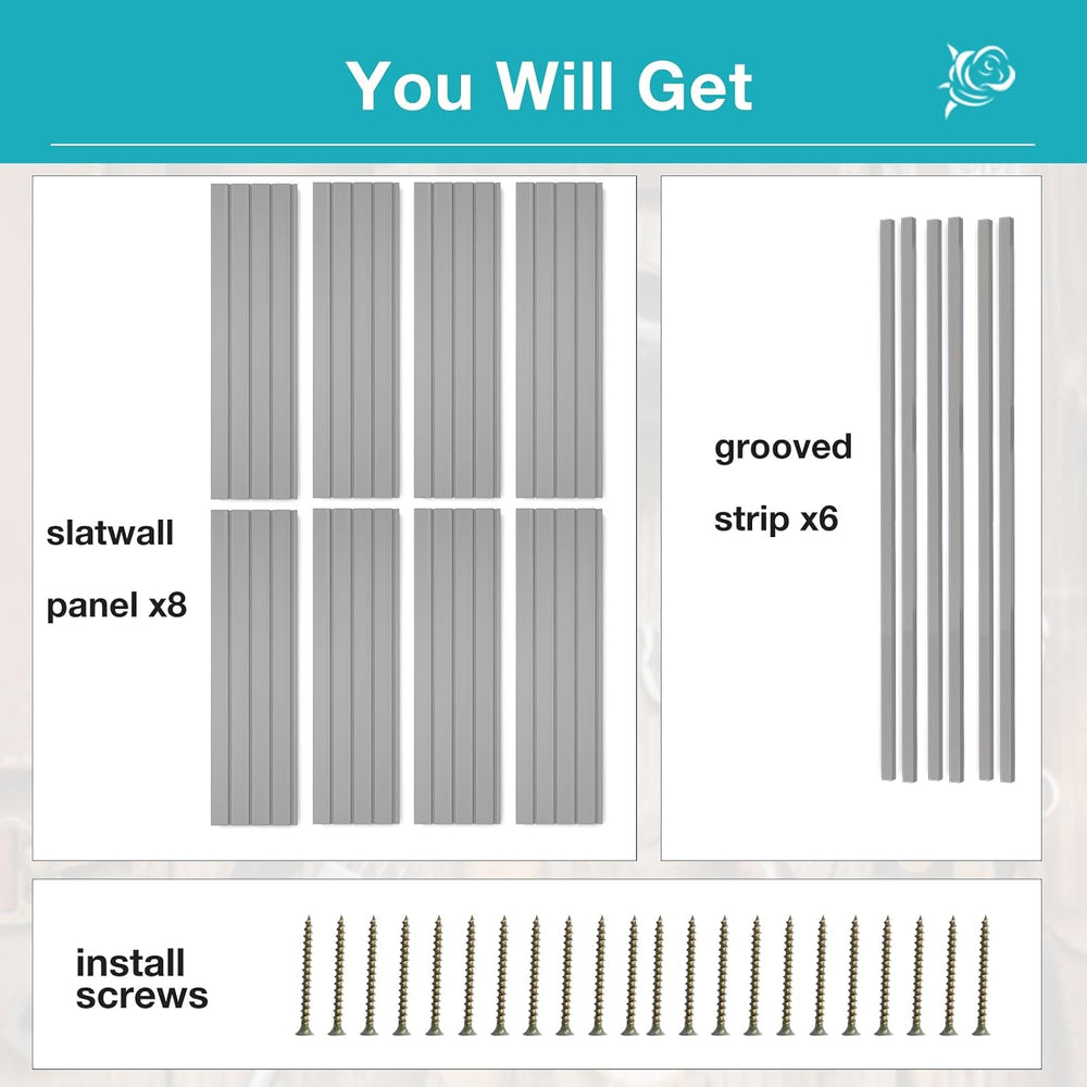 NeatiEase Slatwall Panel Wall Storage Systems, 4 x 8ft Slat Wall Paneling Gar...