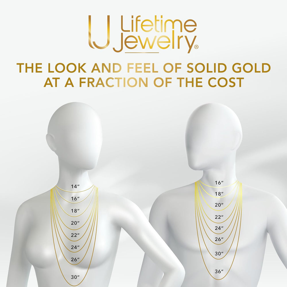 LIFETIME JEWELRY 7mm Gold Figaro Chain for Men & Women - 24k Real Gold Pl...