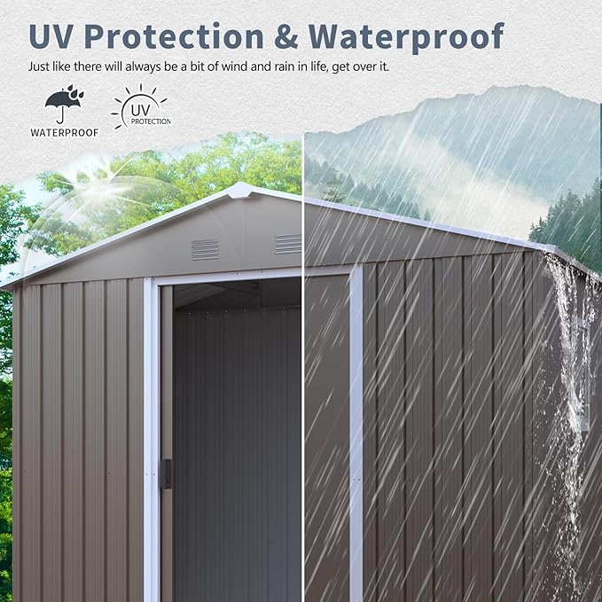 4x8 FT Outdoor Storage Shed, Metal Garden Shed