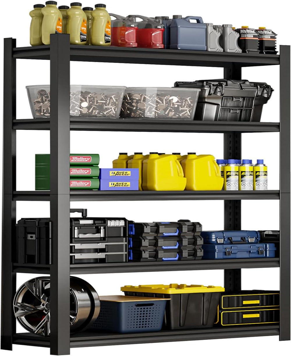 72''H Garage Shelving Heavy Duty, 2500LBS Storage Shelves, 5-Tier Adj...