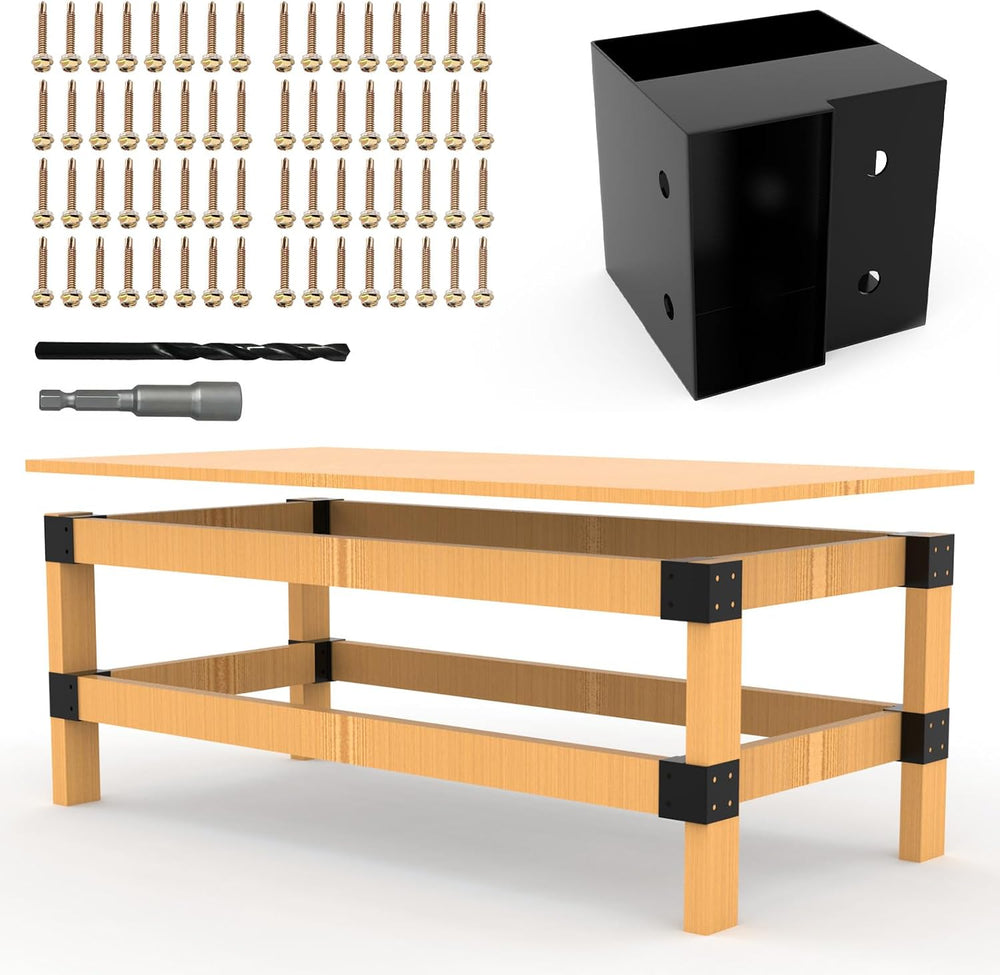 Workbench Bracket Kit 2x4 Heavy-Duty Steel 3-Way Corner Brackets(8 PCS)