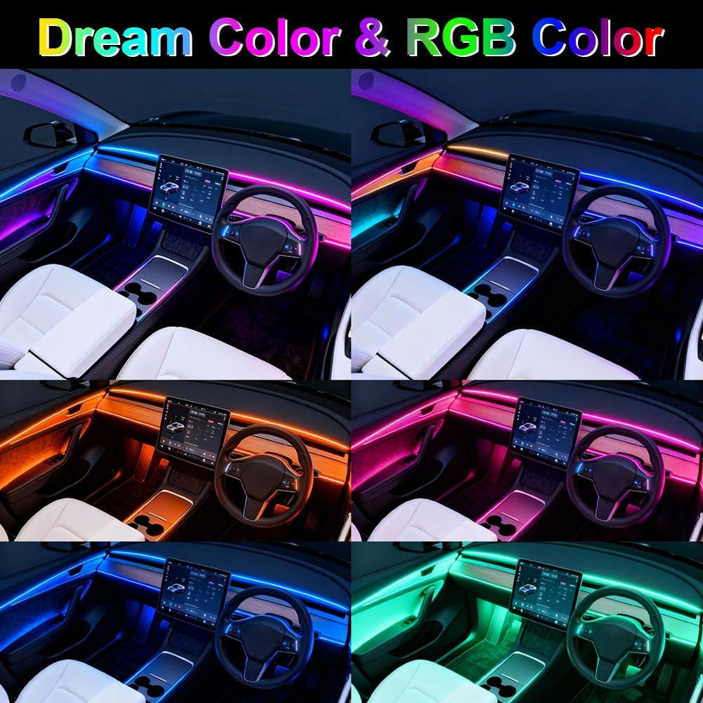 Acrylic Interior Car LED Lights with Remote and Wireless APP 10 in 1,Ambient ...