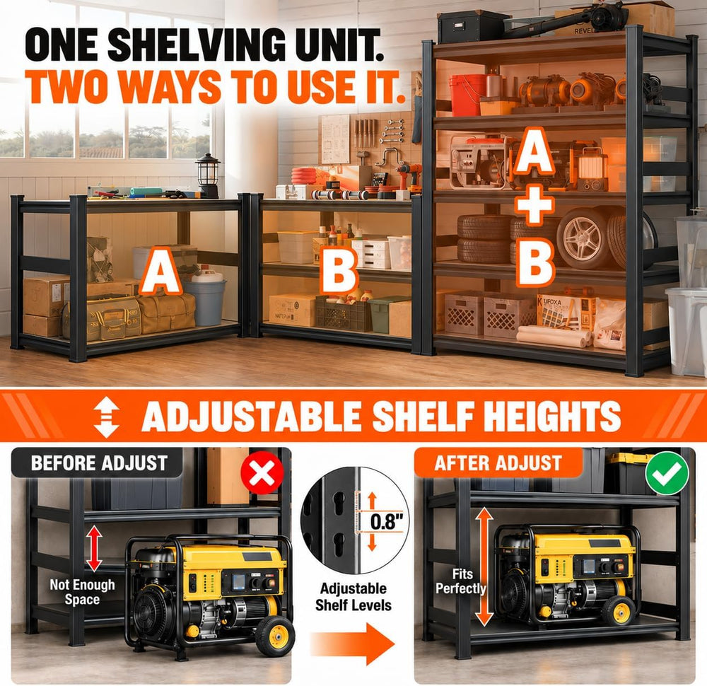 Garage Shelving Heavy Duty 73"H x 48"W x 24"D Storage Shelves ...