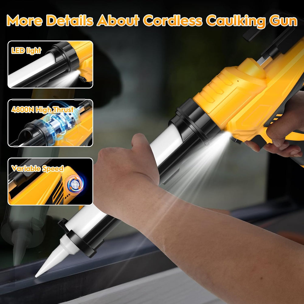 Electric Caulk Gun - Max 4000N Force, Variable Speed Cordless 1/10 Gallon (10...