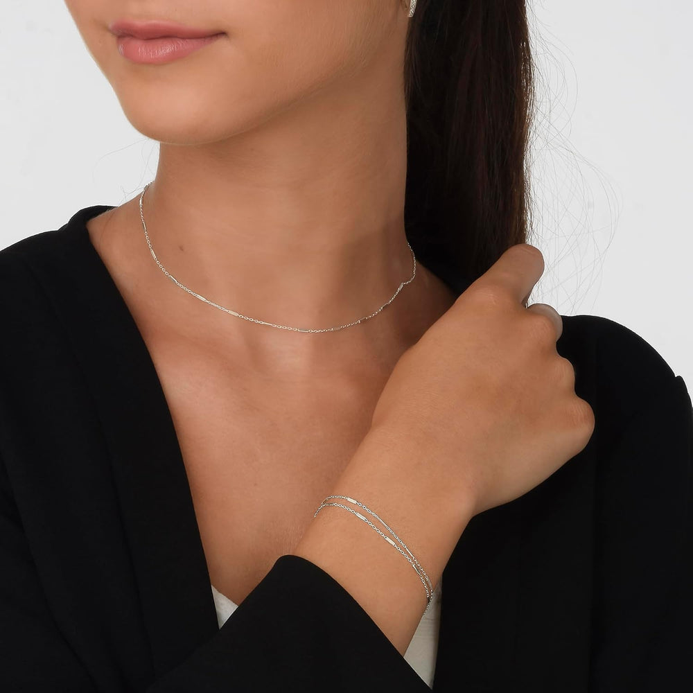 Annika Bella Silver Chain Choker Necklace, Silver Choker Necklaces, Length 13...