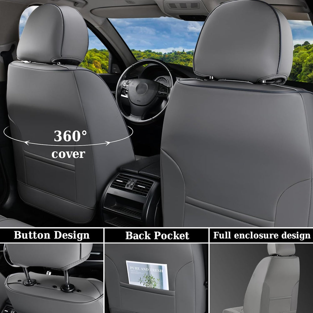 Coverado Seat Covers for Cars, Luxury Leather Seat Covers Full Set, Waterproo...