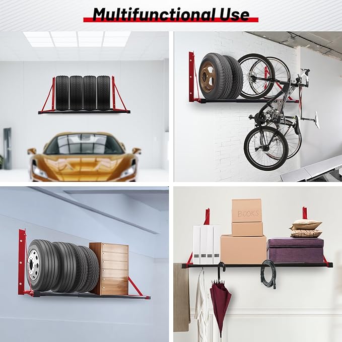 ROBLOCK Folding Tire Wheel Rack Wall Mount Multi-Tire Spare Carriers Garage x
