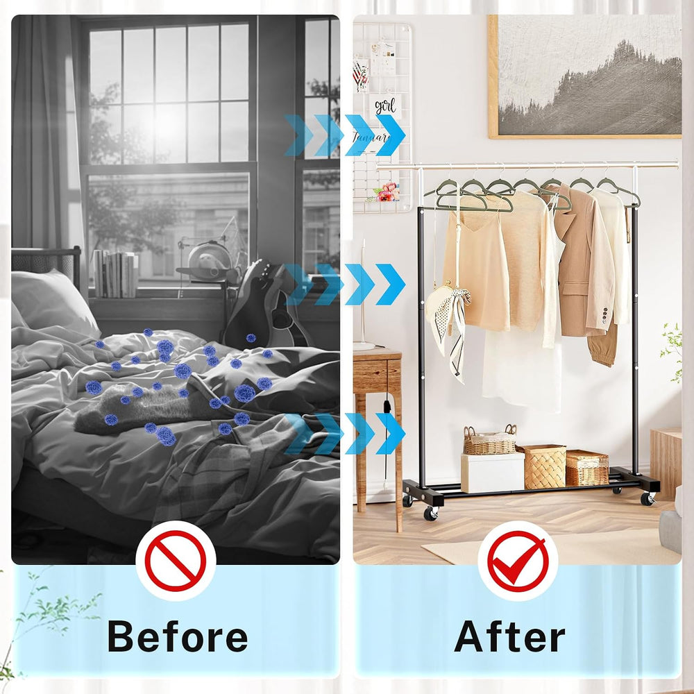 VICERII Clothing Rack, 55.51 Inch Heavy Duty Clothes Rack Rolling Garment Rac...