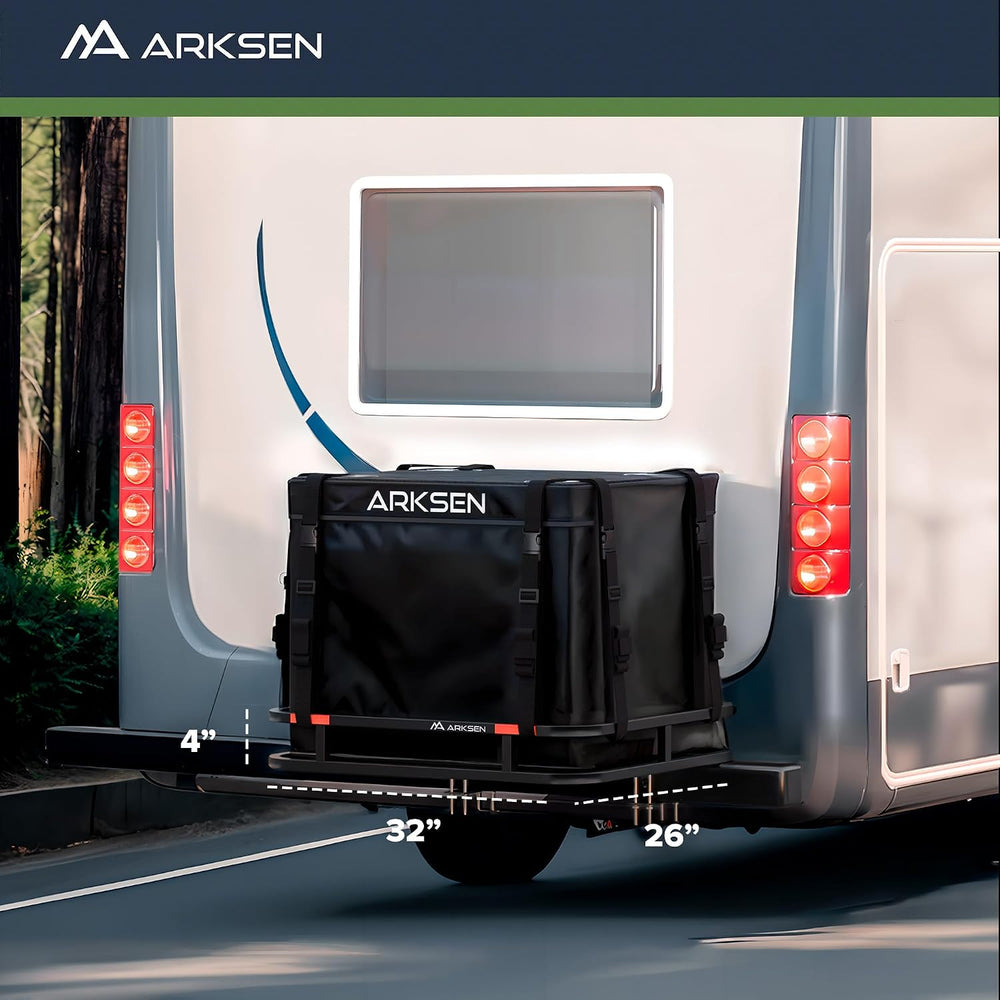 ARKSEN 32 x 26 x 4 Inch Heavy Duty Bumper Mounted Cargo Rack Carrier 350 Lbs ...