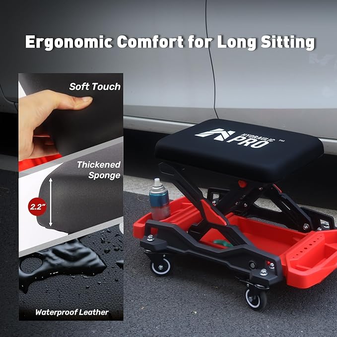 Automotive Creeper Seat with Rolling Wheels, 300 LBS Capacity Mechanic Stool