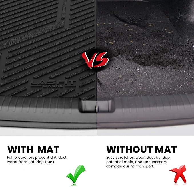 LASFIT Trunk Mat for Ford Fusion 2013-2020 All Weather TPE Mats Custom Fit