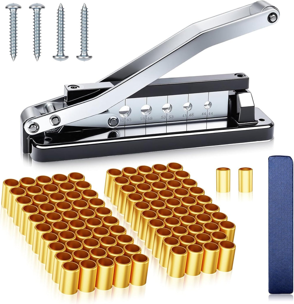 Heavy Duty Bench Hose Crimper Kit with 100 Ferrules (50x 0.593" ID& ...