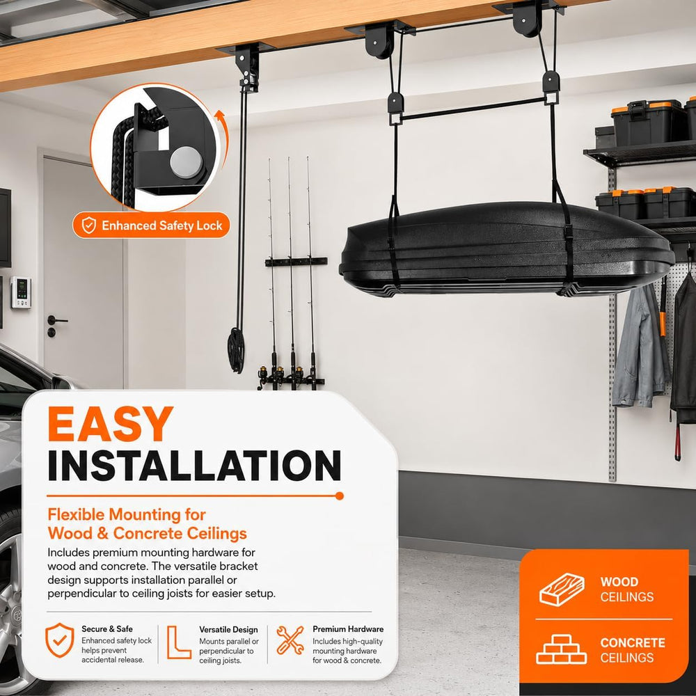 Cargo Box Hoist, Garage Pulley Lift System,150 lbs
