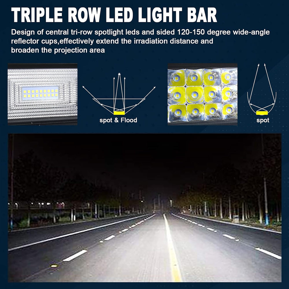 AUXTINGS 50 inch 648W Straight LED Light Bar 7D Lens Spot Flood Combo Beam Tr...