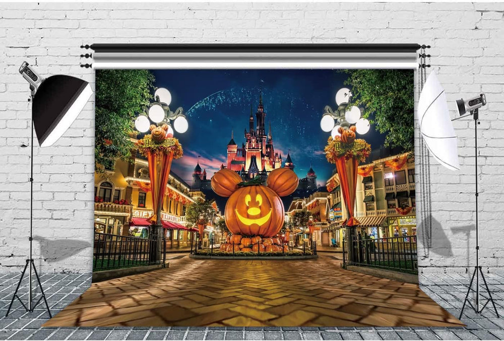10X10FT Halloween Pumpkin Backdrop Night Street Backdrop Travel Happy Hallowe...
