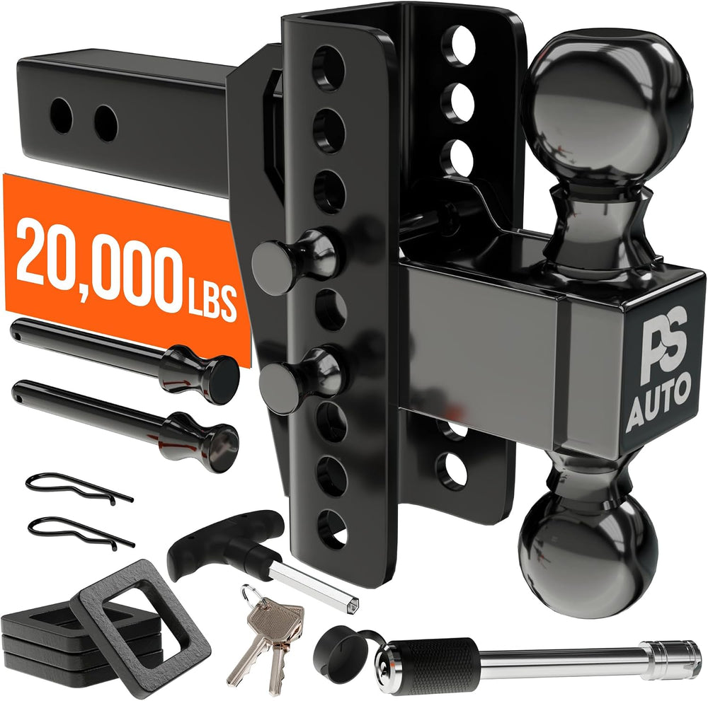 Adjustable Gooseneck Drawbar Trailer Hitch - 20,000 LBS, Fits 2 and 2-5/16 In...