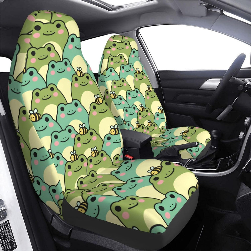 Delerain Car Seat Covers Set 2Pcs, Cute Chubby Frog Universal Front Car Seats...