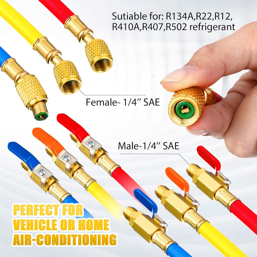 10 Pcs AC Manifold Gauge Hose with R410a Mini Split Adapter Tank Adapter Refr...