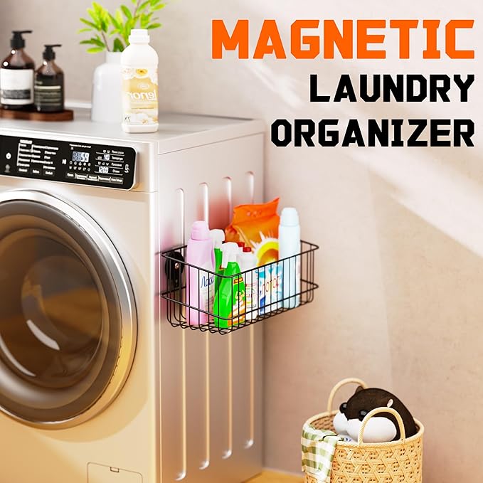 ULIBERMAGNET Magnetic Baskets, Large Capacity Metal Wire Mesh Basket Holder (...