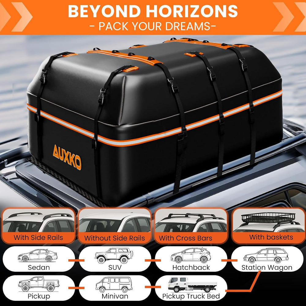 AUXKO 22 Cubic Ft Waterproof Rooftop Cargo Carrier Bag for All Vehicles with/...