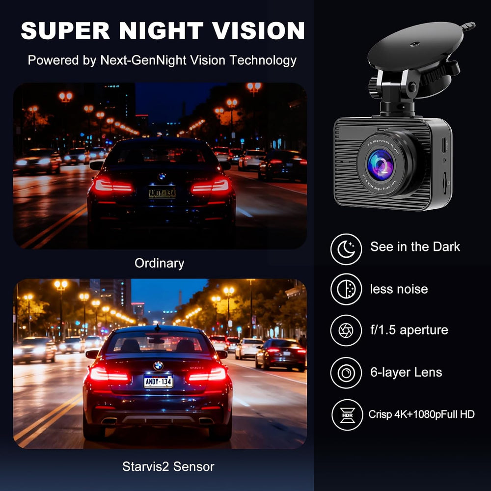 4K Dash Cam Front and Rear with STARVIS 2 Night Vision, Built-in GPS WiFi, 10...