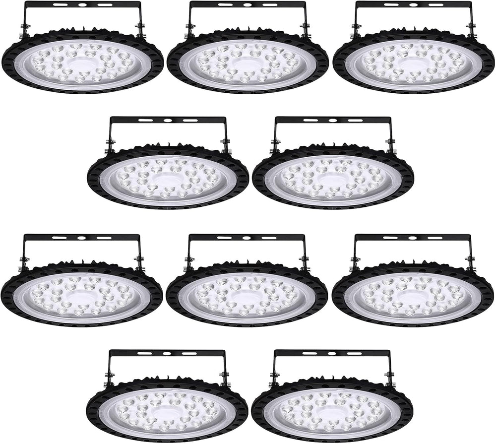papsbox 10 Pack 100W UFO high Bay Lights,10000LM 6500K Super Bright Daylight ...