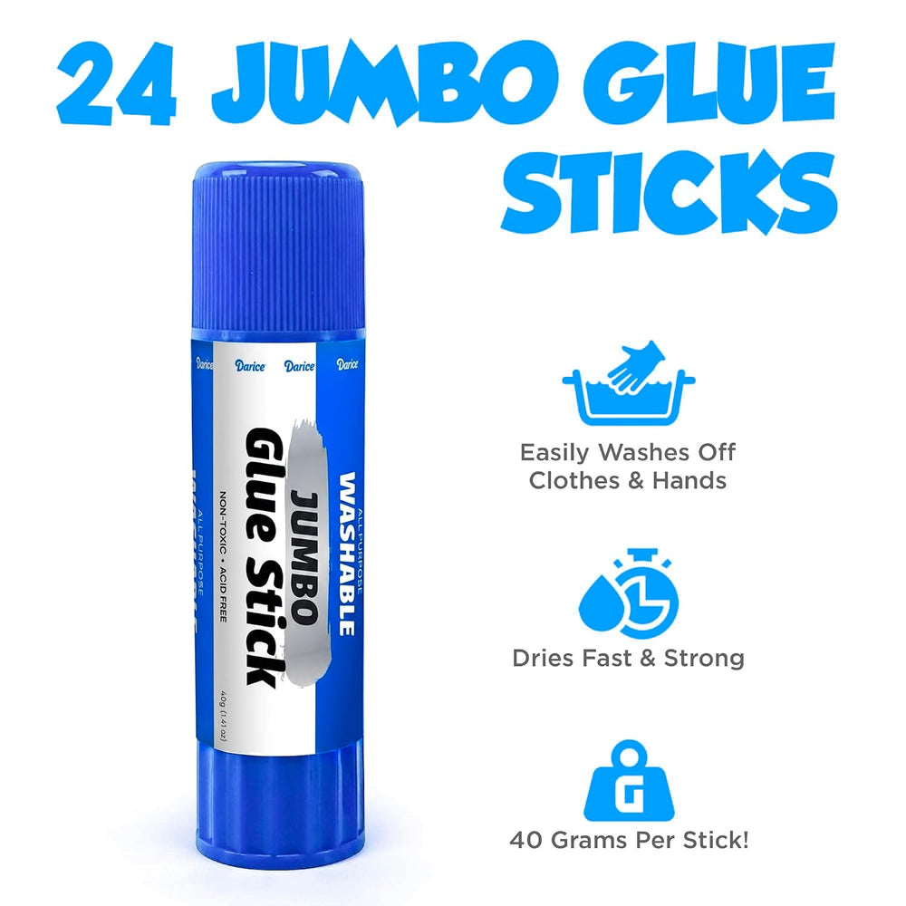 Darice Jumbo Glue Sticks, 1.4 Oz (40g) โ All-Purpose Washable School Glue for...