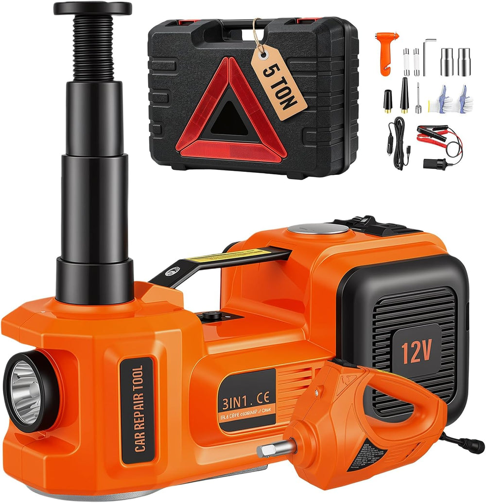VEVOR Electric Car Jack 5 Ton with Electric Impact Wrench & Inflator Pump