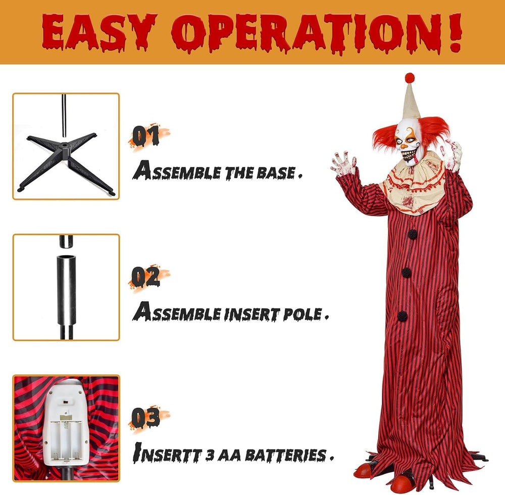 Presence 72" Halloween Decorations Outdoor - Standing Animatronic Clown ...