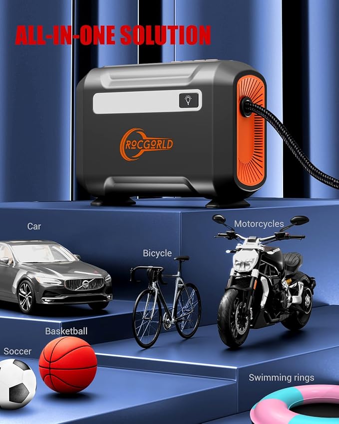 R8 Tire Inflator Portable Air Compressor, DC 12V Air Compressor