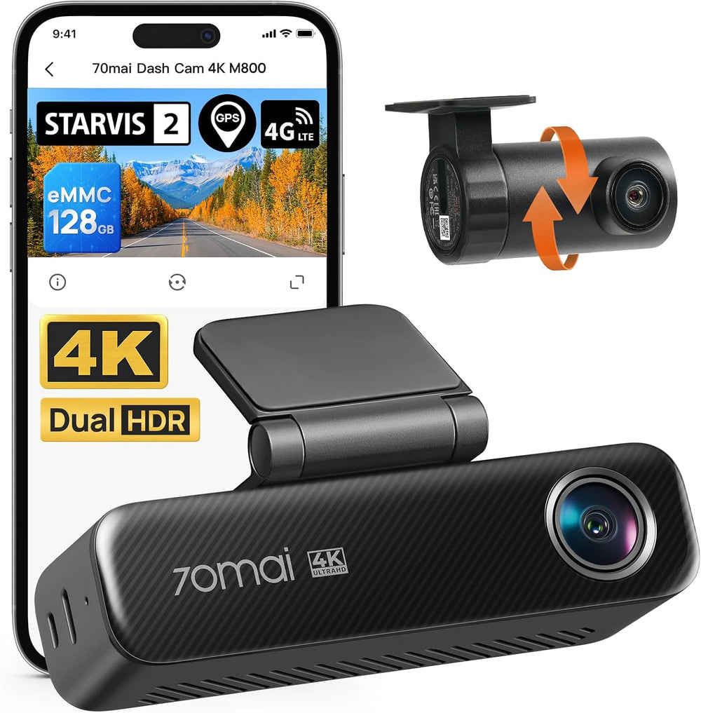70mai 4K Dash Cam Front and Rear for Cars, STARVIS 2 IMX678 Super Night Visio...