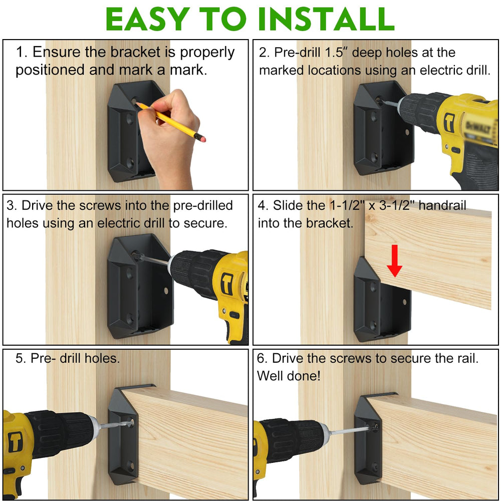 50 Pcs Heavy Duty ADC-12 Aluminum Deck Railing Brackets for 2x4 (Actual 1 ยฝ&q...