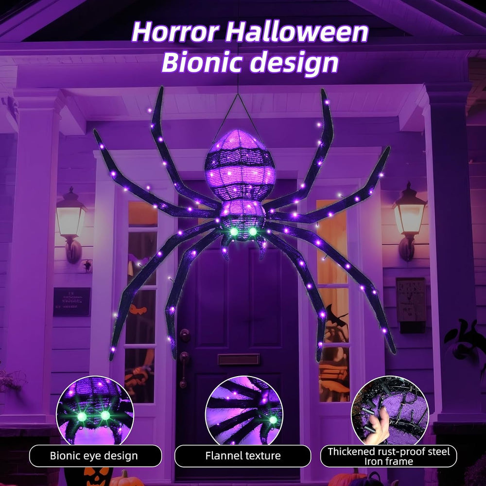 HOYECHI Halloween Decorations Outdoor Hanging Spider - 4.2FT Giant Climb The ...