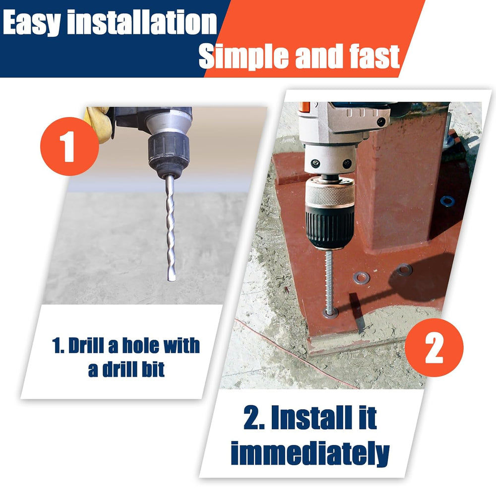 Tandefio 100 Pack 1/4 x 4 Concrete Anchors and Screw Kits Galvanized