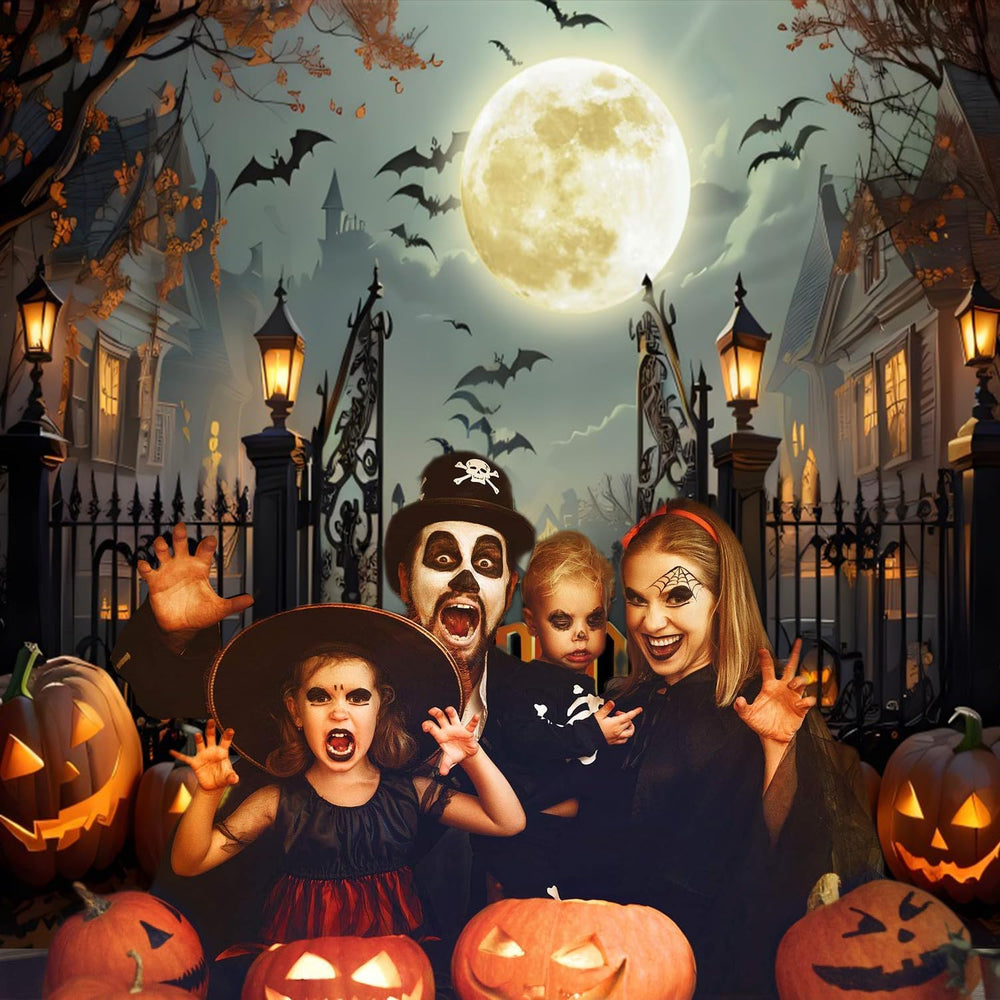 10x8ft Halloween Backdrop for Halloween Party Decorations Scary Full Moon Nig...