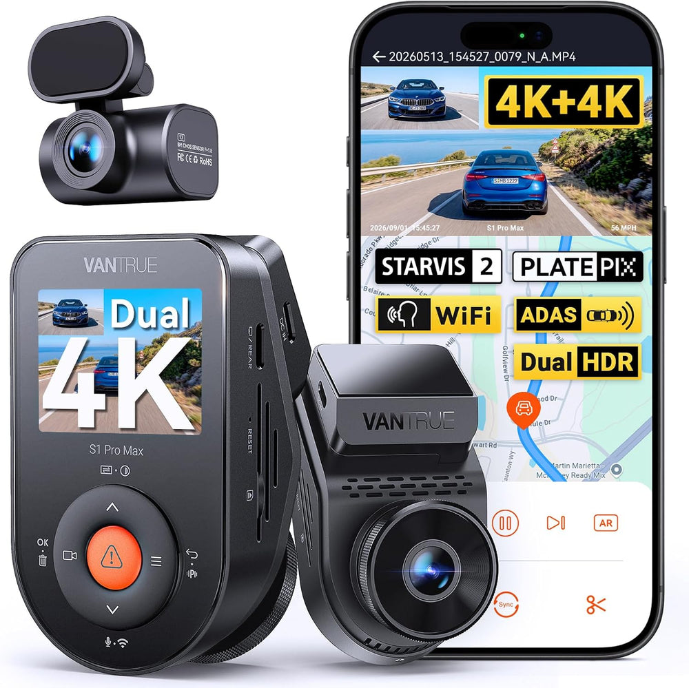 Vantrue S1 Pro Max 4K+4K Dash Cam Front and Rear, Dual HDR STARVIS 2 IMX678