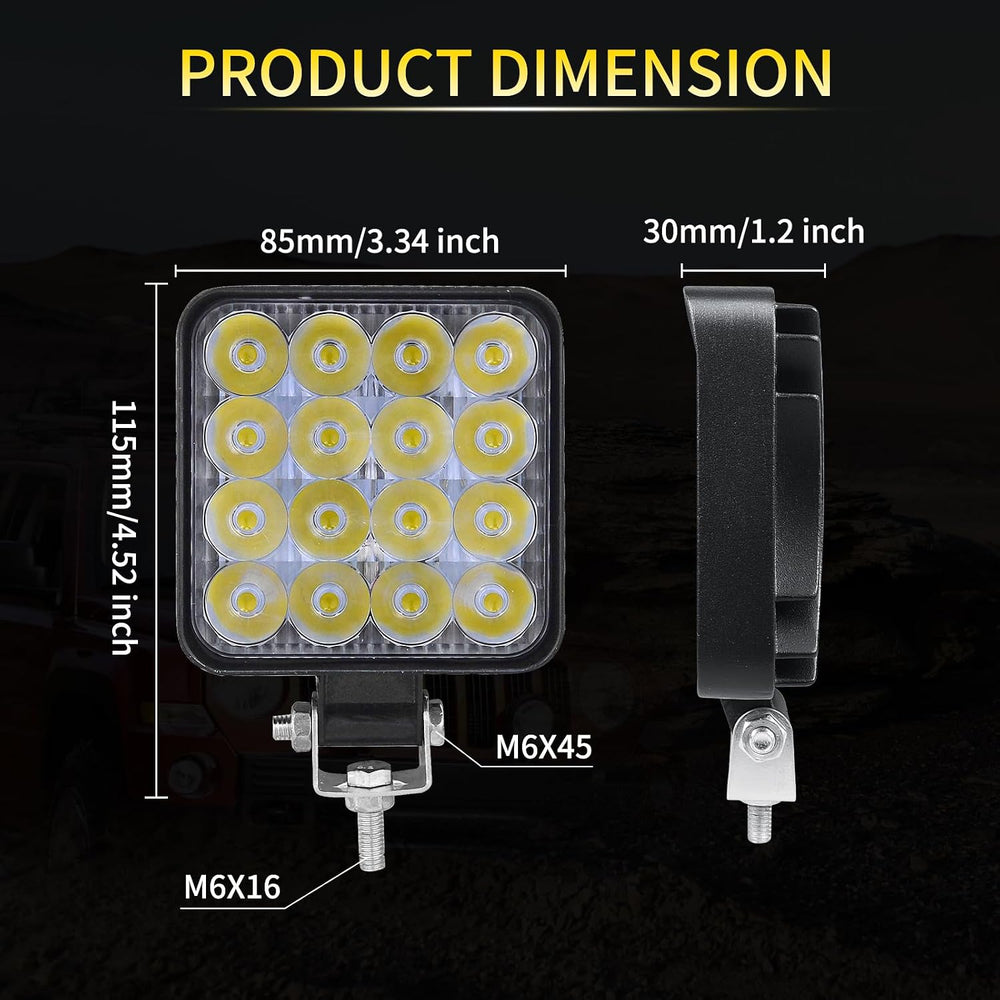 SKYWORLD led lights Offroad, 10pcs 3.34 inch 48W Square Spot Mini Driving Fog...