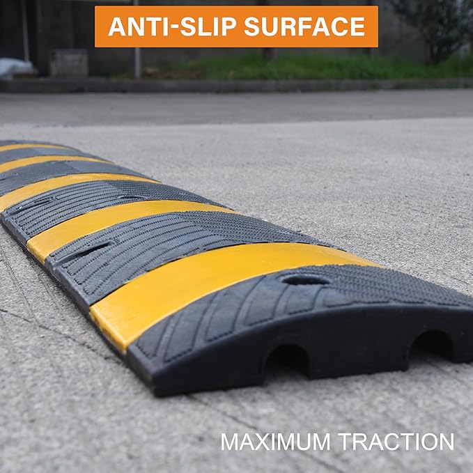Orangestar 2-Pack 6Ft Rubber Speed Bump, 2 Channel Heavy Duty Speed Hump Cable