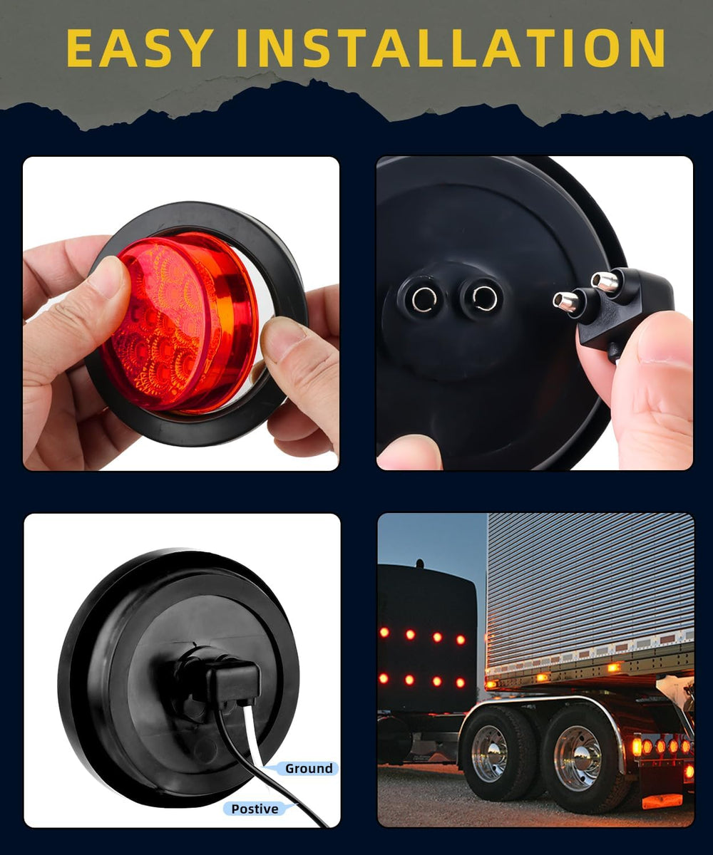 20Pack 2.5" 13 LEDs Round Trailer Marker Lights w/Reflectors, DOT Approv...